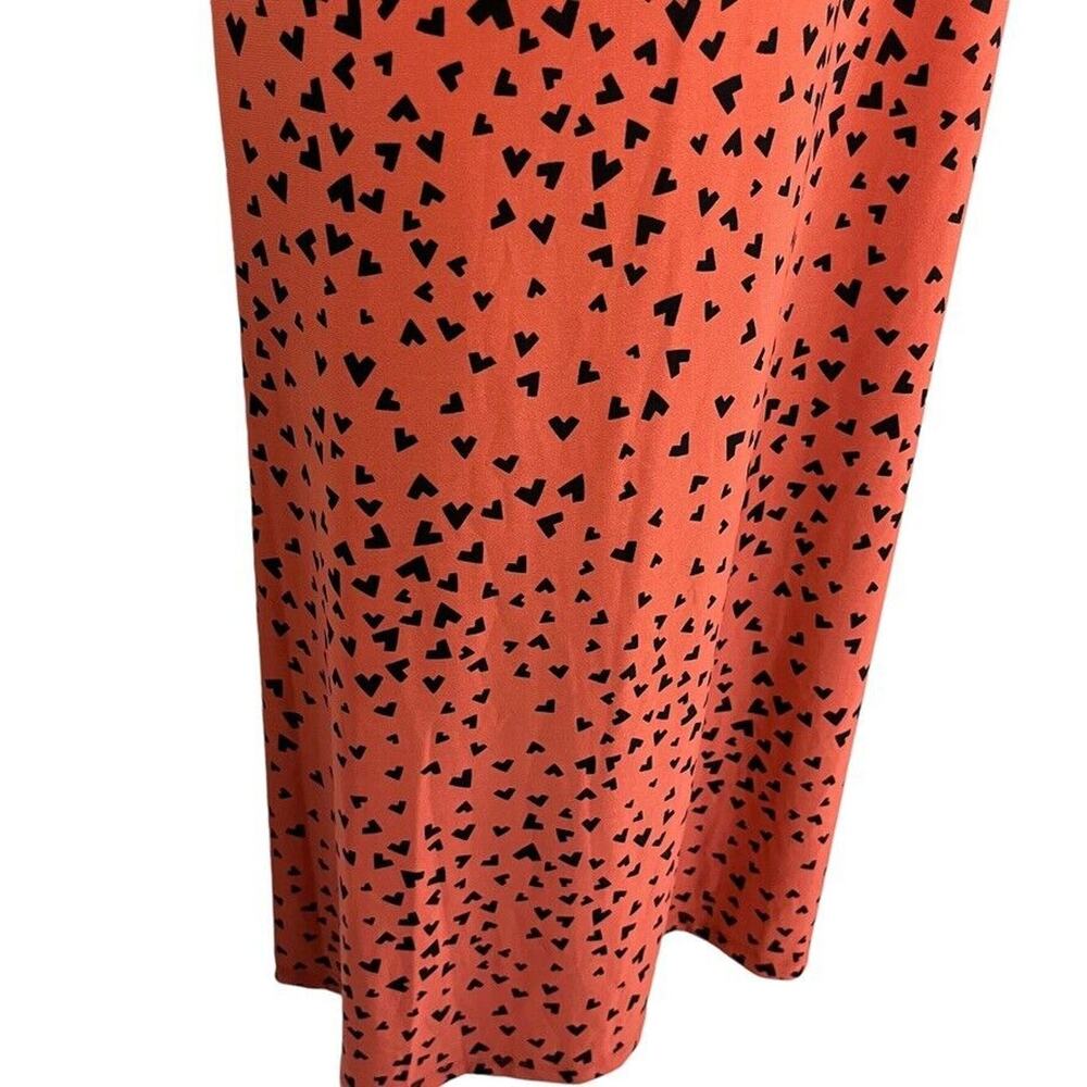 Anne Klein Womens Orange Black Stretch Jersey Knit Sleeveless V-Neck Dress sz L - Picture 4 of 16
